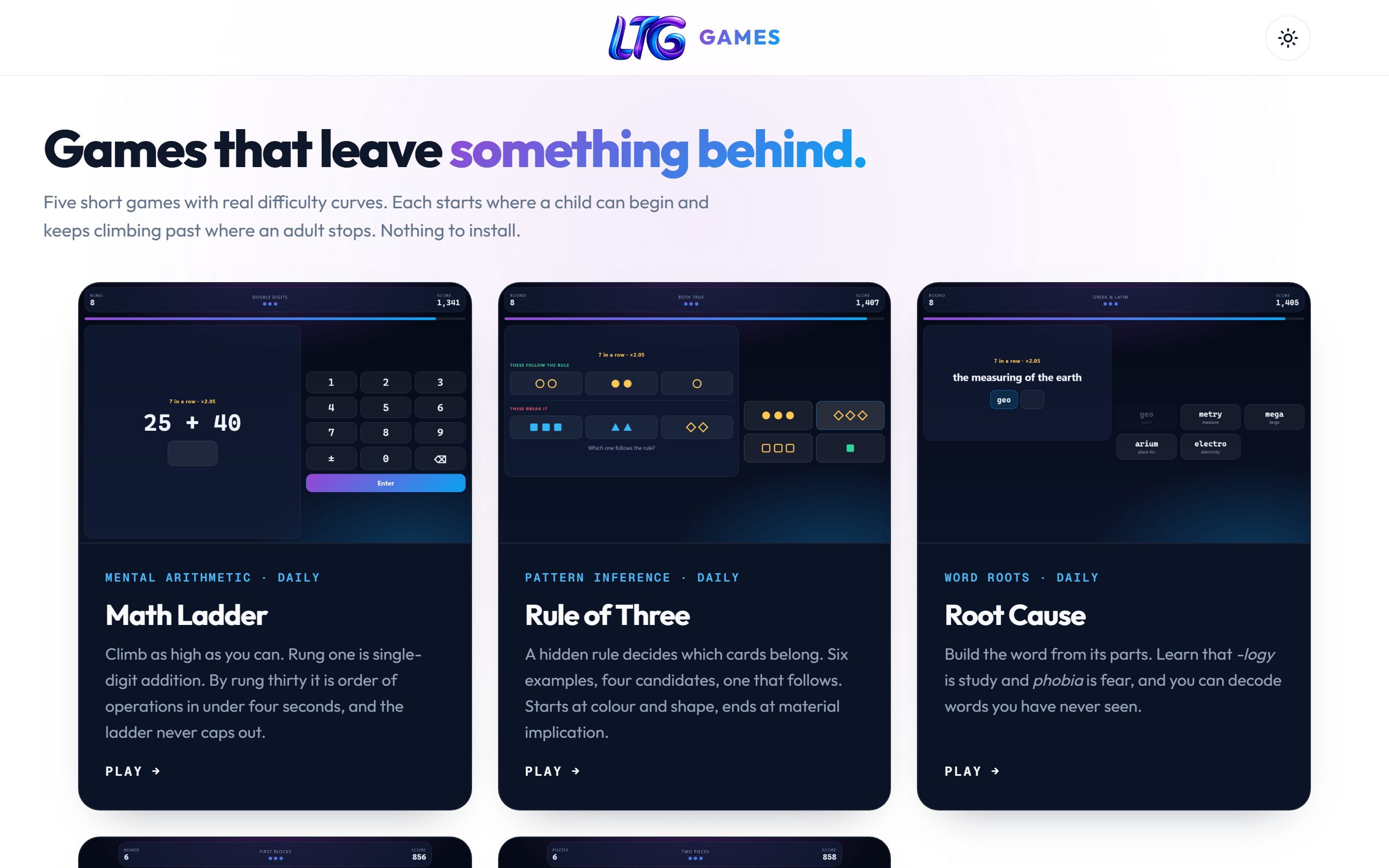 Games website preview